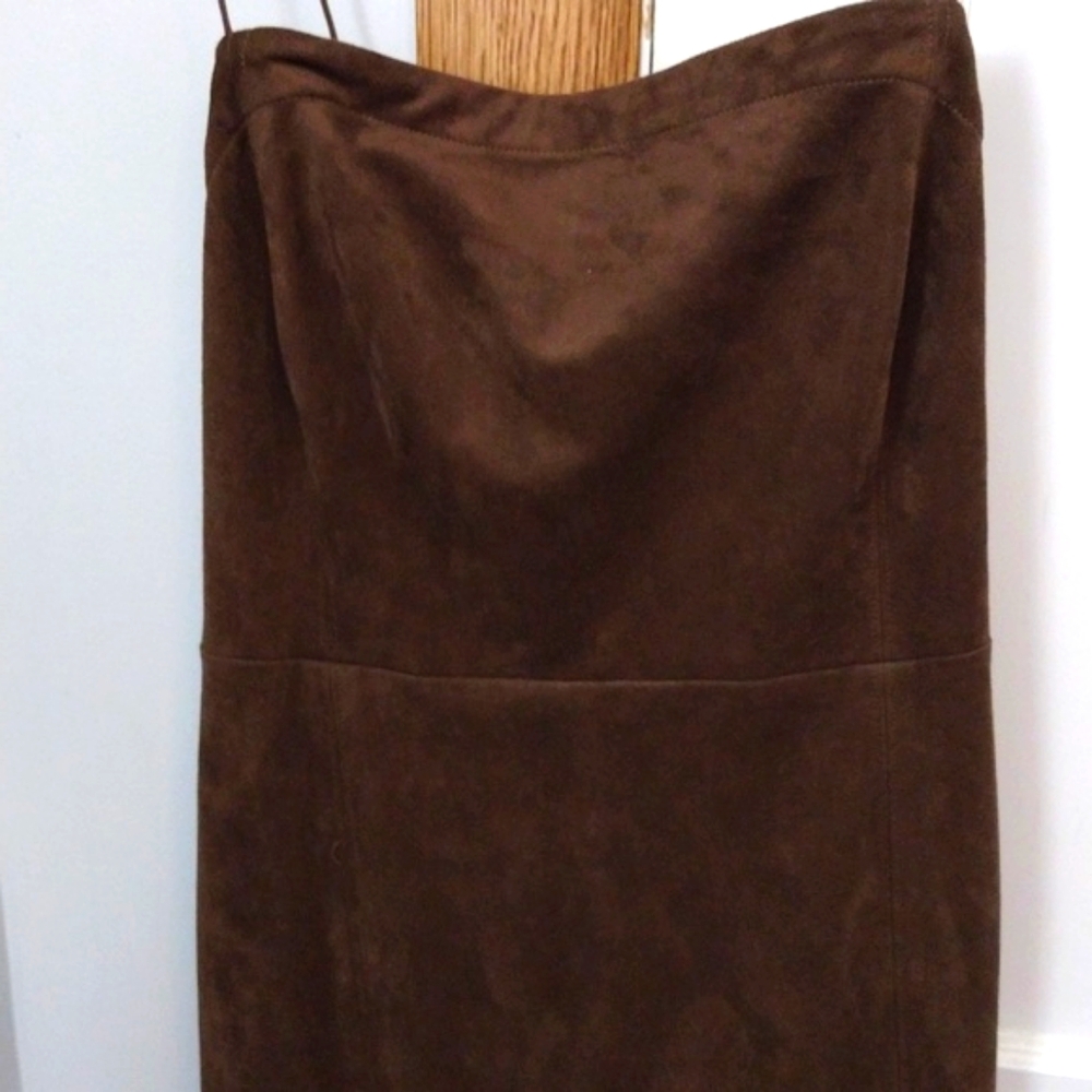 Anthropologie Strappy Brown Faux Suede Midi Dress Size 16 - NWT - Picture 11 of 13